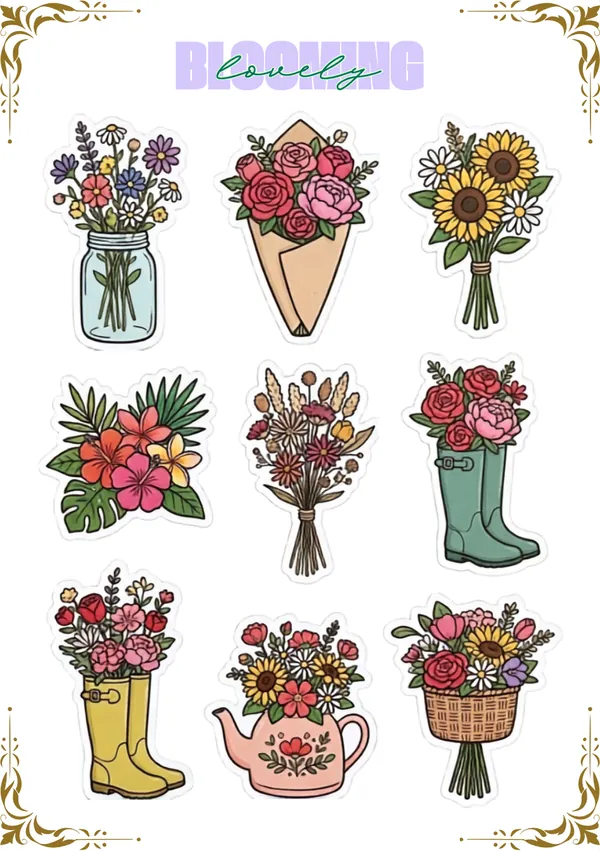 Blooming lovely flower stickers