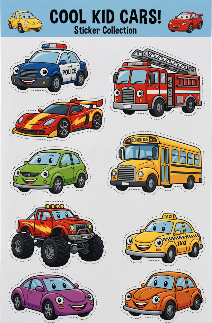 Cool kid cars sticker