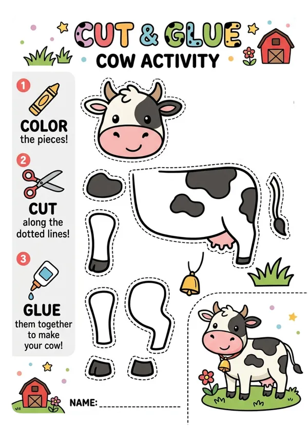Cut and Glue cow Activity