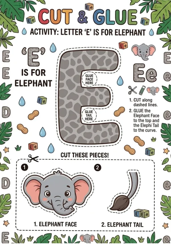 Cut and Glue Letter E