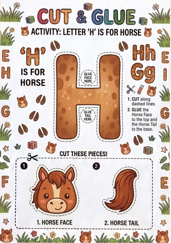 Cut and Glue Letter H