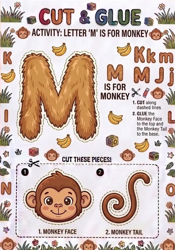 Cut and Glue Letter M