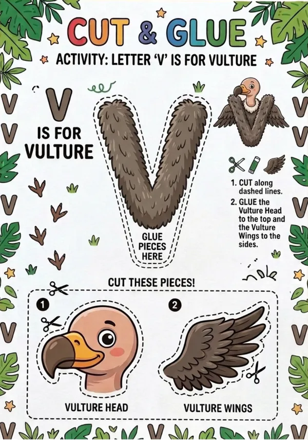 Cut and Glue Letter V