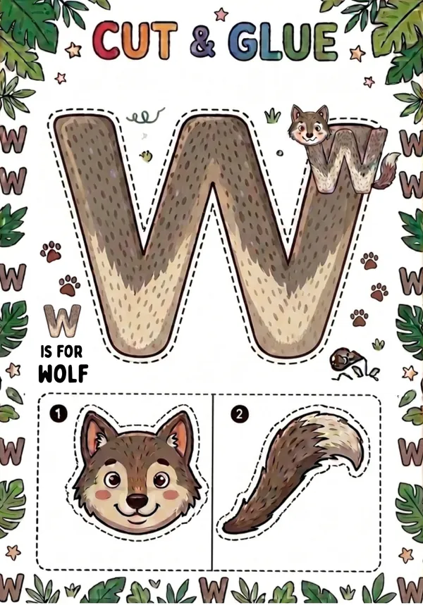Cut and Glue Letter W