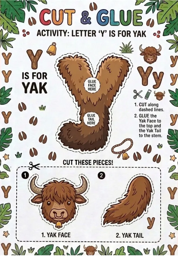 Cut and Glue Letter Y