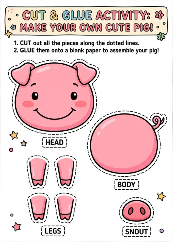 Cut and Glue your own cute pig