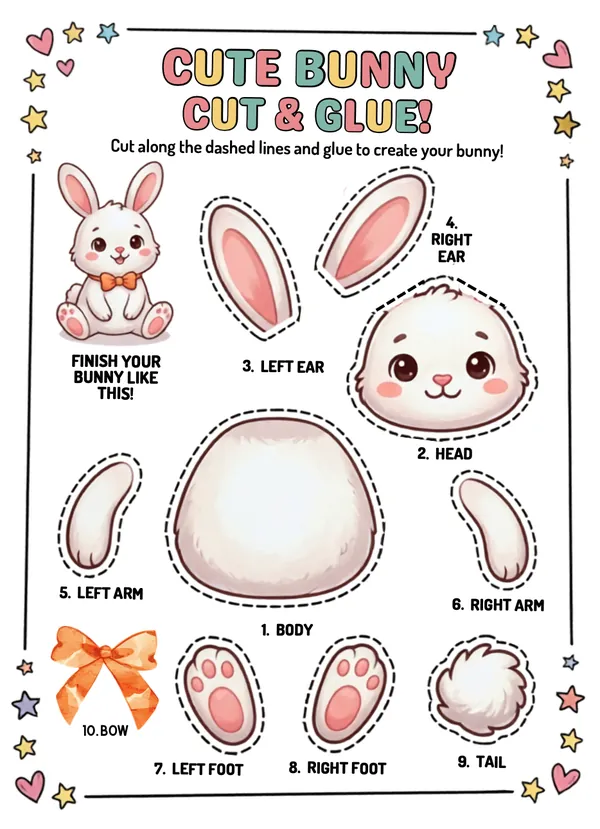 Cute Bunny Cut and Glue activity