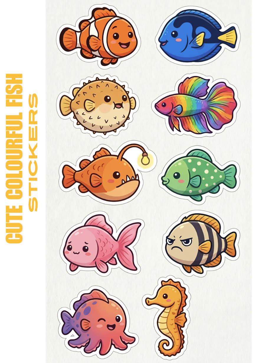 Cute colorful fish Stickers