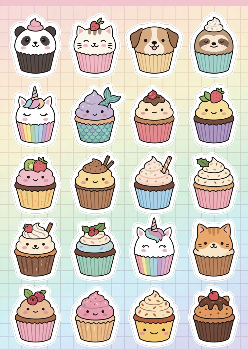 Cute Cupcake Stickers