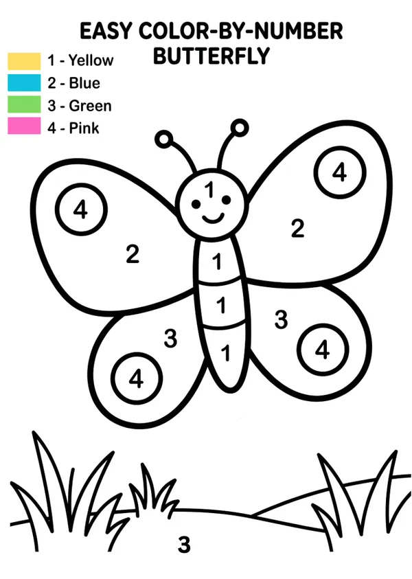 Easy color by number Butterfly