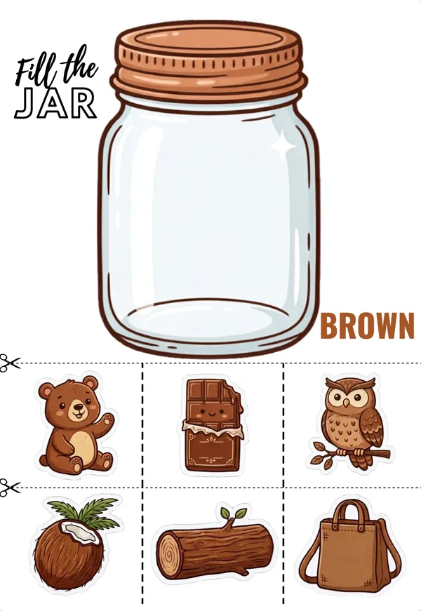 Fill the Jar with Brown Color Things