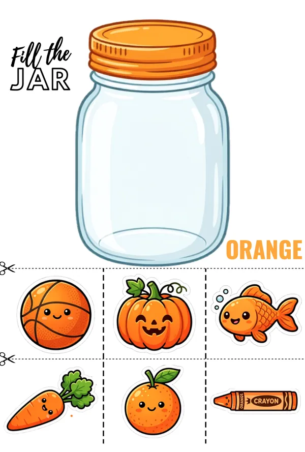 Fill the Jar with Orange Color Things