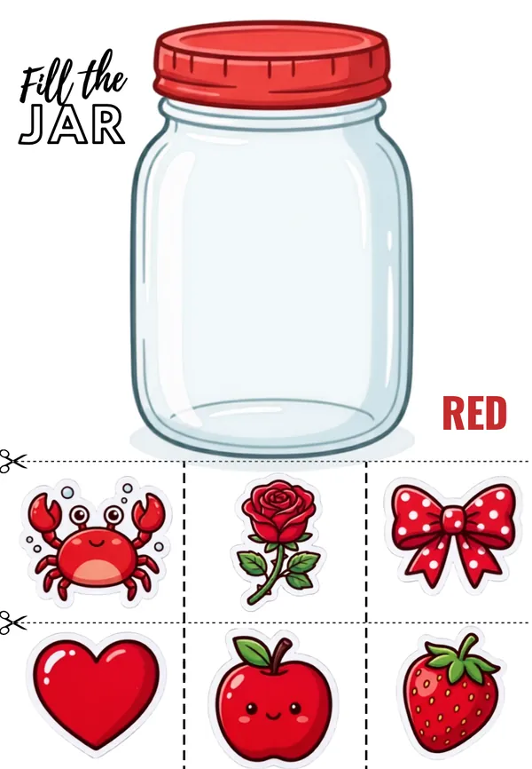 Fill the Jar with Red Color Things