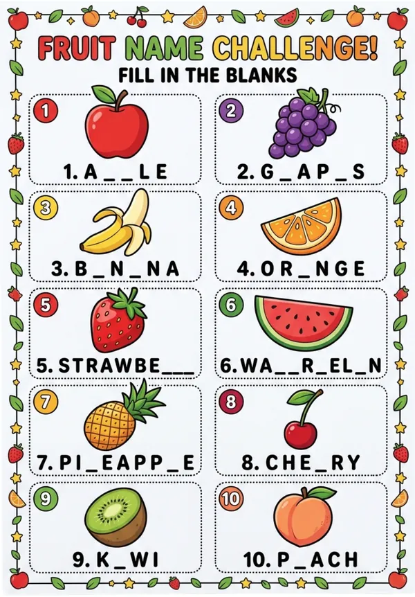 Fruit name fill in the blank