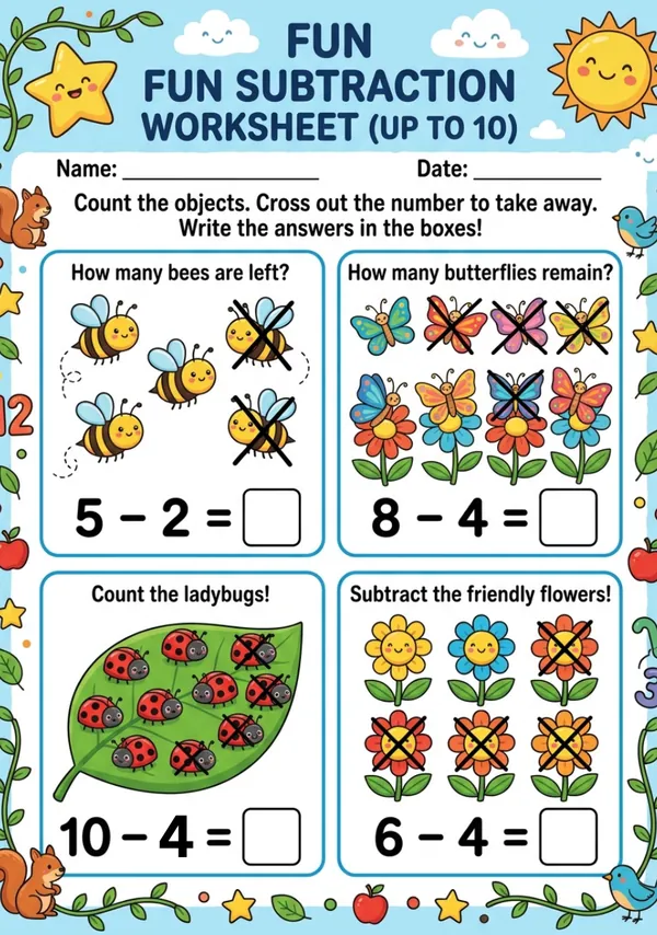 Fun subtraction worksheet