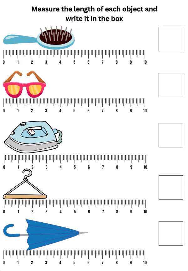 Measure the length of each object worksheet