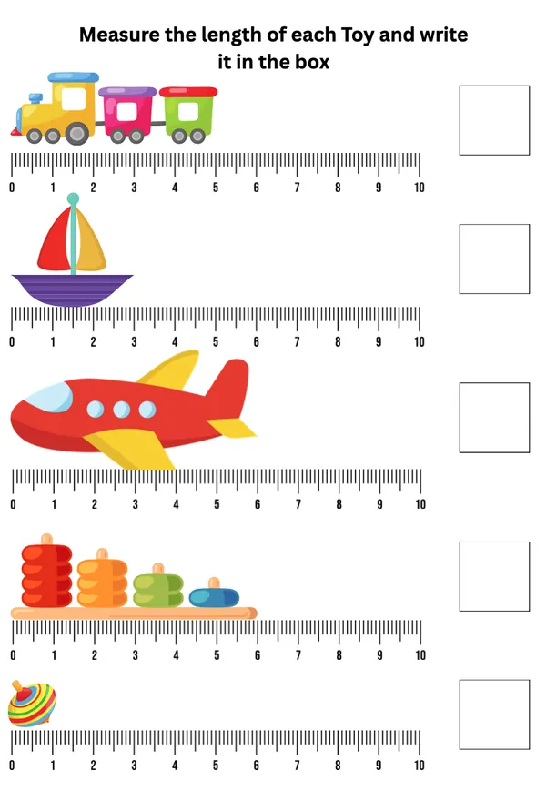 Measure the length of each Toy worksheet