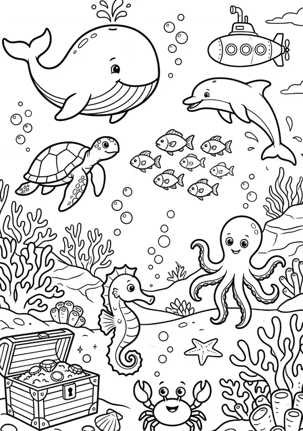 Ocean Adventure Coloring Sheet