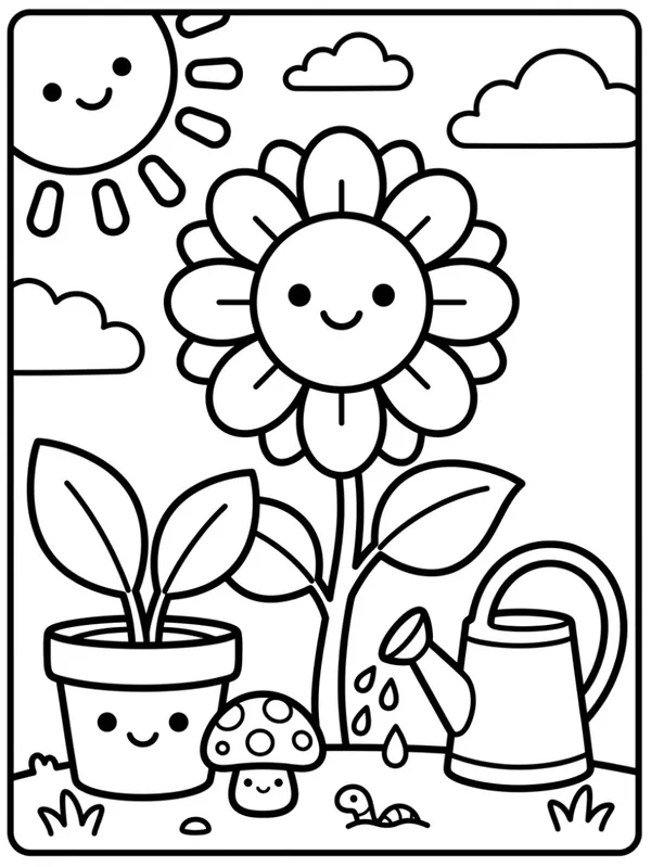 Smiling Plant Coloring Page