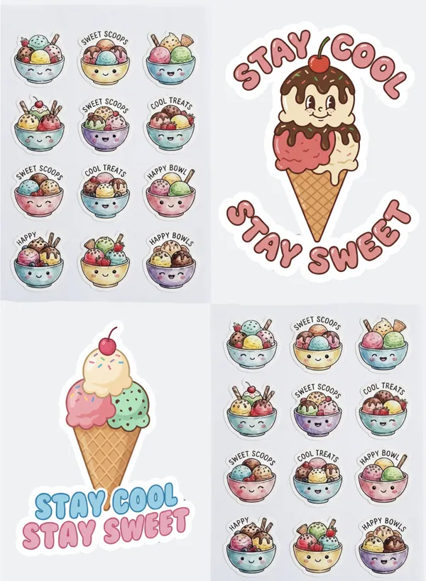 Stay Cool Stay Sweet Ice Cream Stickers